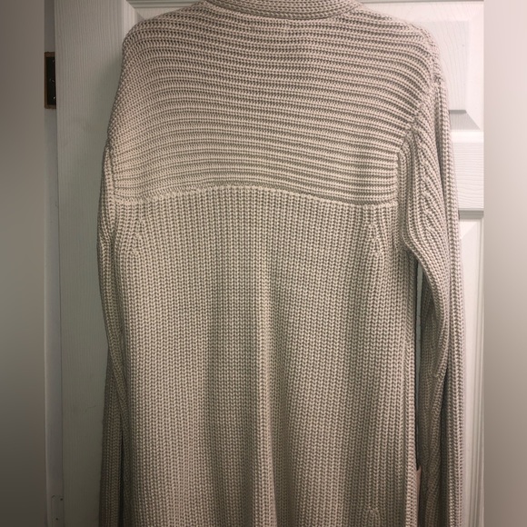 New York & Company tan sweater with faux suede trim & pockets in camel; - Picture 4 of 6